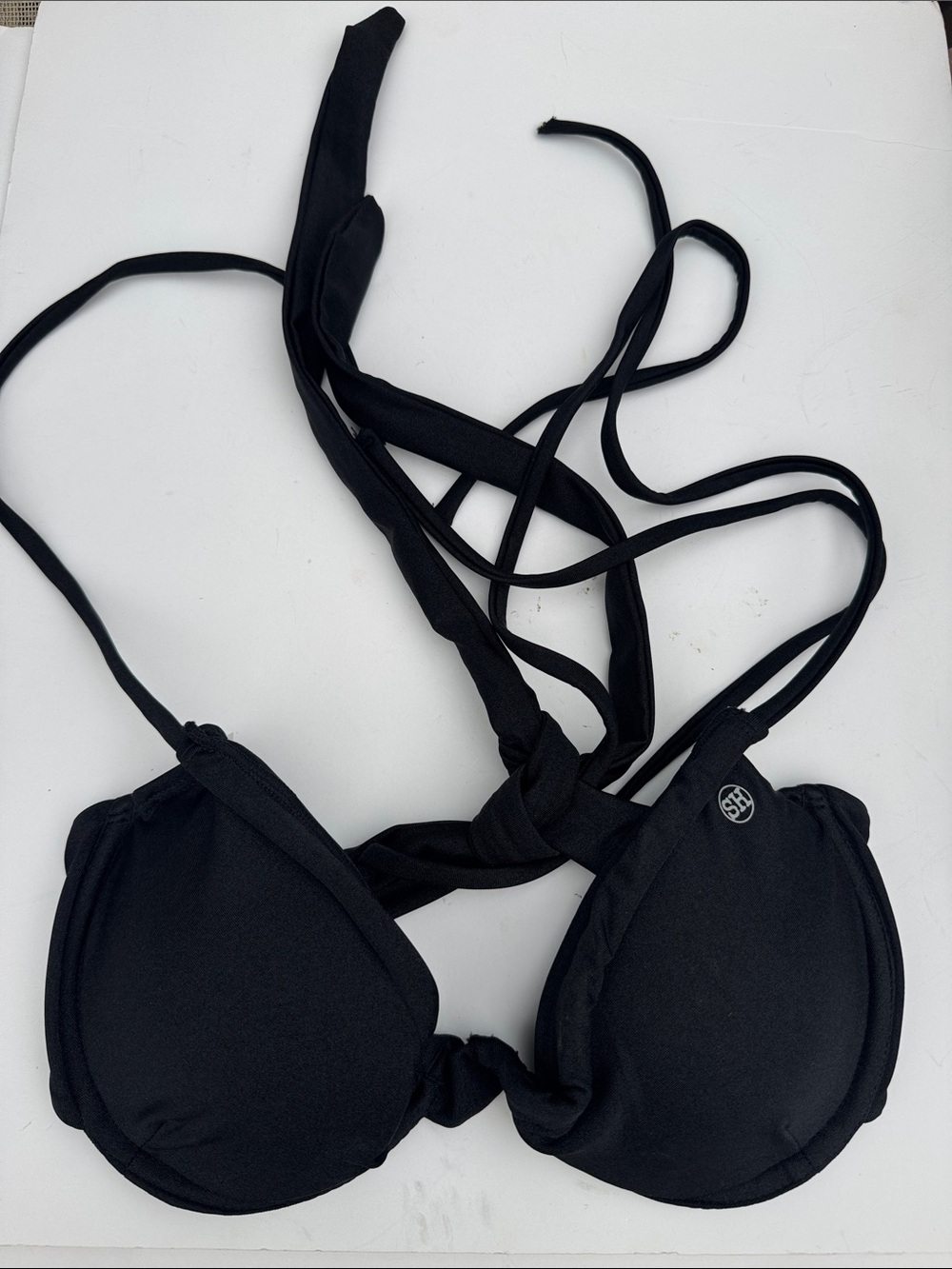 Women's Black Push-Up Halter Bikini Top -